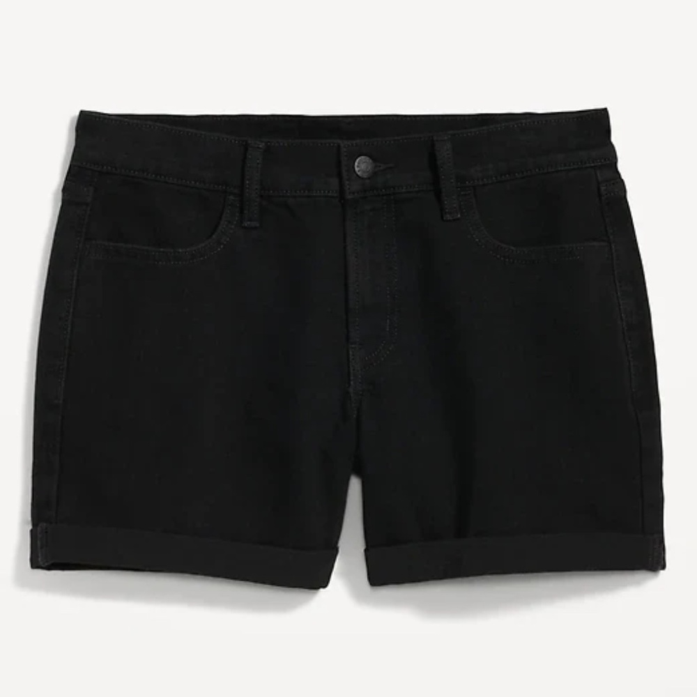 NEW Old Navy Mid-Rise Wow Black-Wash Jean Shorts  Women  5"  inseam SIZE  8 - Picture 3 of 17